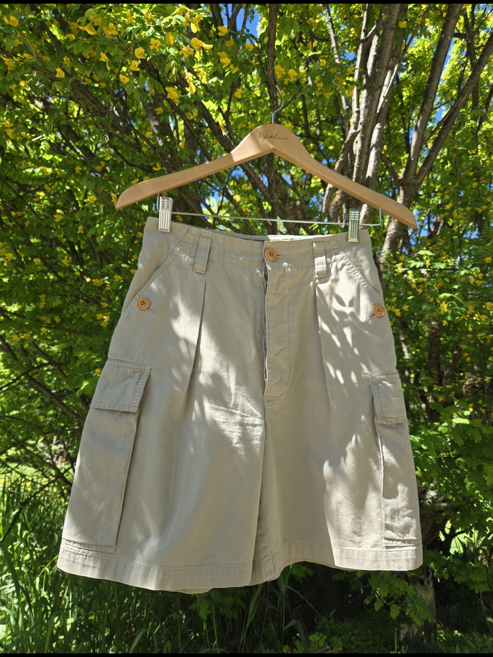 Rare 80s/90s Ralph Lauren Country High Waisted Pleated Khaki Cargo Shorts